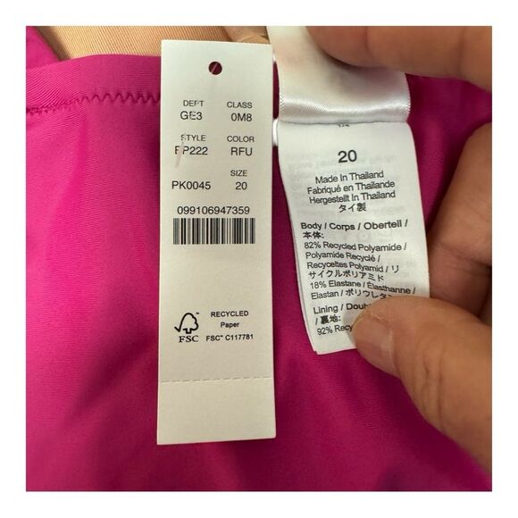 J. Crew Radiant Fuchsia Ruffle Roushing One Piece Swimsuit Size 20 - Picture 5 of 10